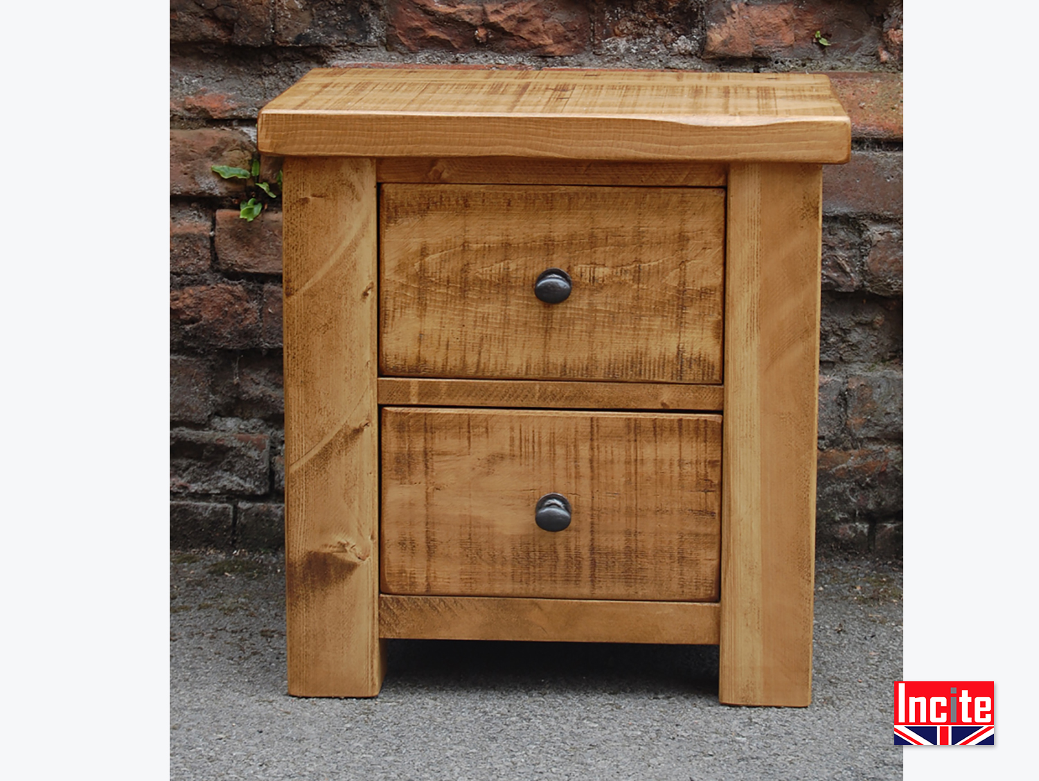 Rustic bedside table with drawers deals